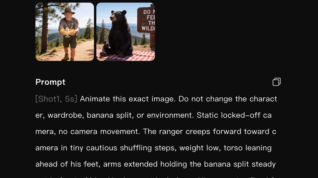 A two-shot animation prompt using a clean cut