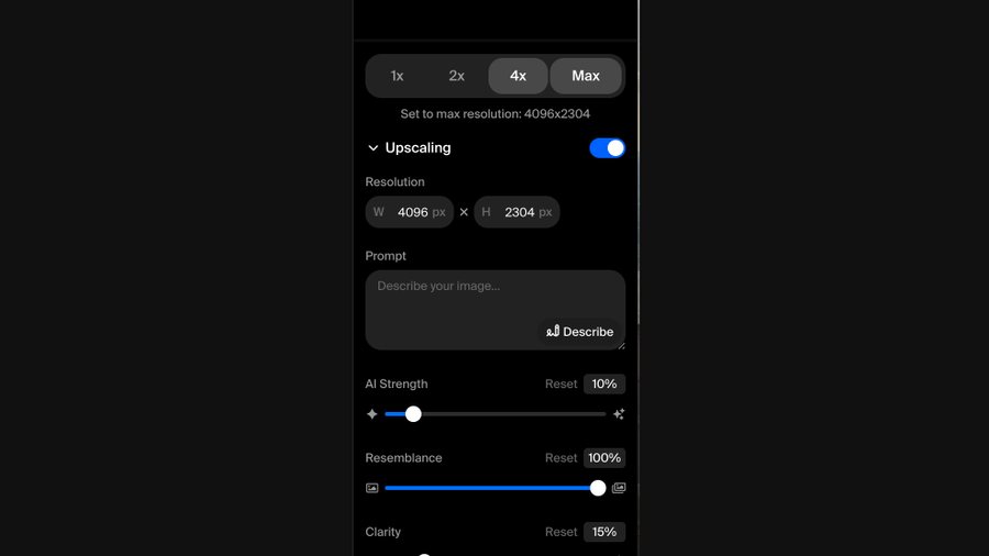 Krea Enhancer settings panel