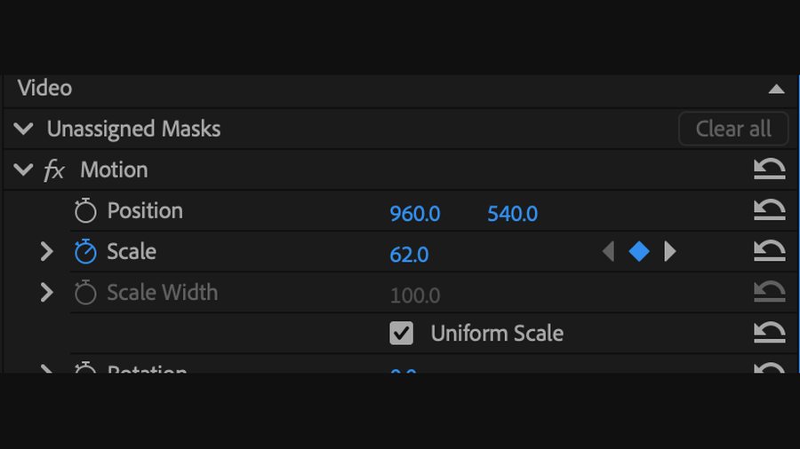 Motion scale keyframes on the end card logo